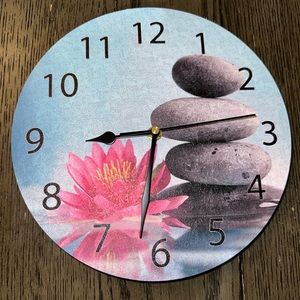 Beach and Grey Zen Stones Round Wall Clock Silent Non Ticking Battery Operated